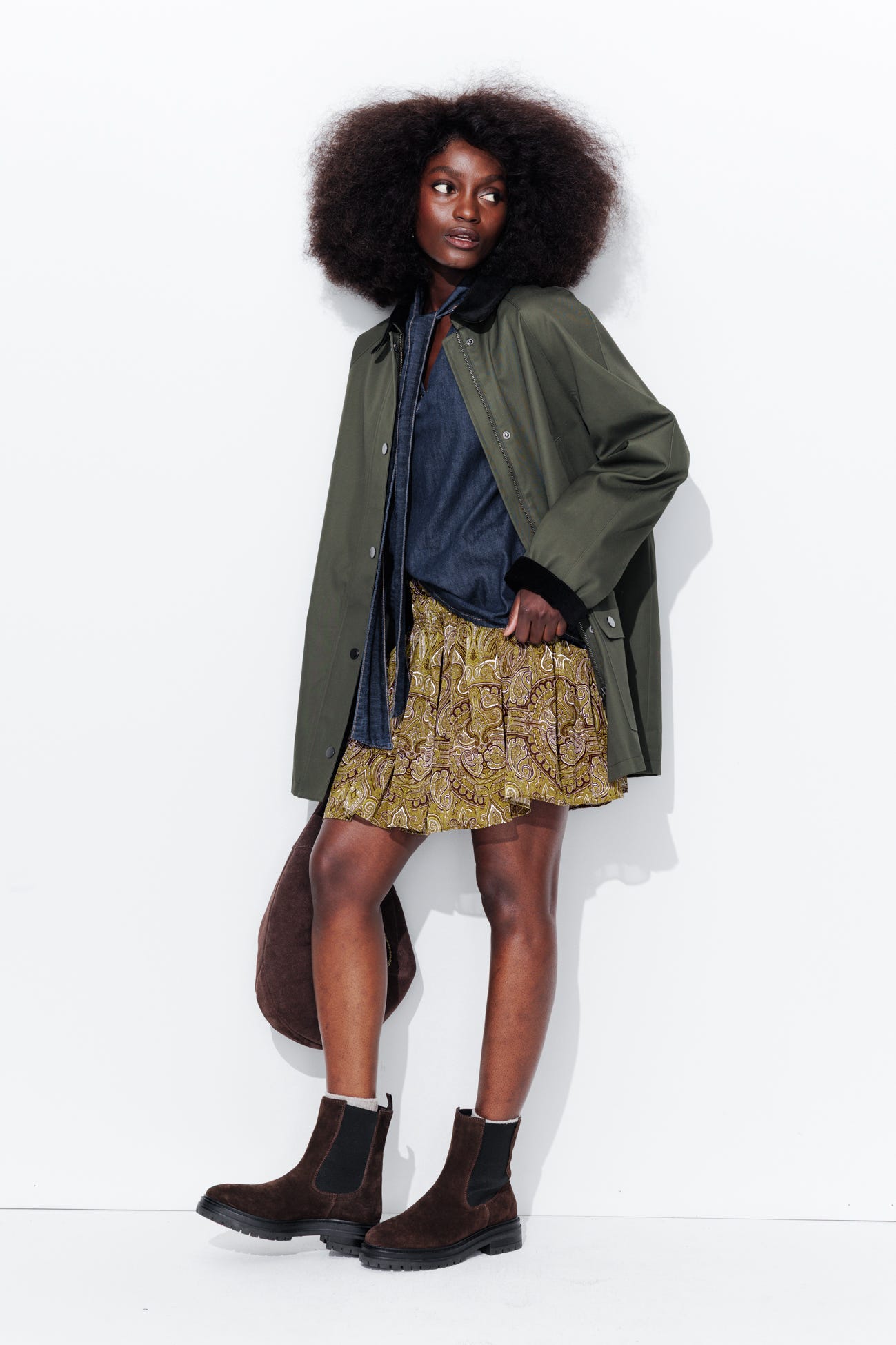 Short patterned voile skirt